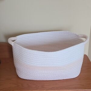 White and Pink Rope Storage Basket